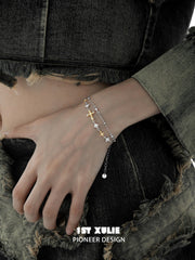 1ST XULIE "Starfall" Celestial Meteor Couples Chain Bracelet in 925 Silver and Platinum Plate - Lifestyle Shot
