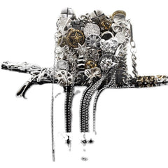 1ST XULIE "Starfall" Textured Meteorite Crossbody Phone Bag in Rhodium Plating - Texture Shot