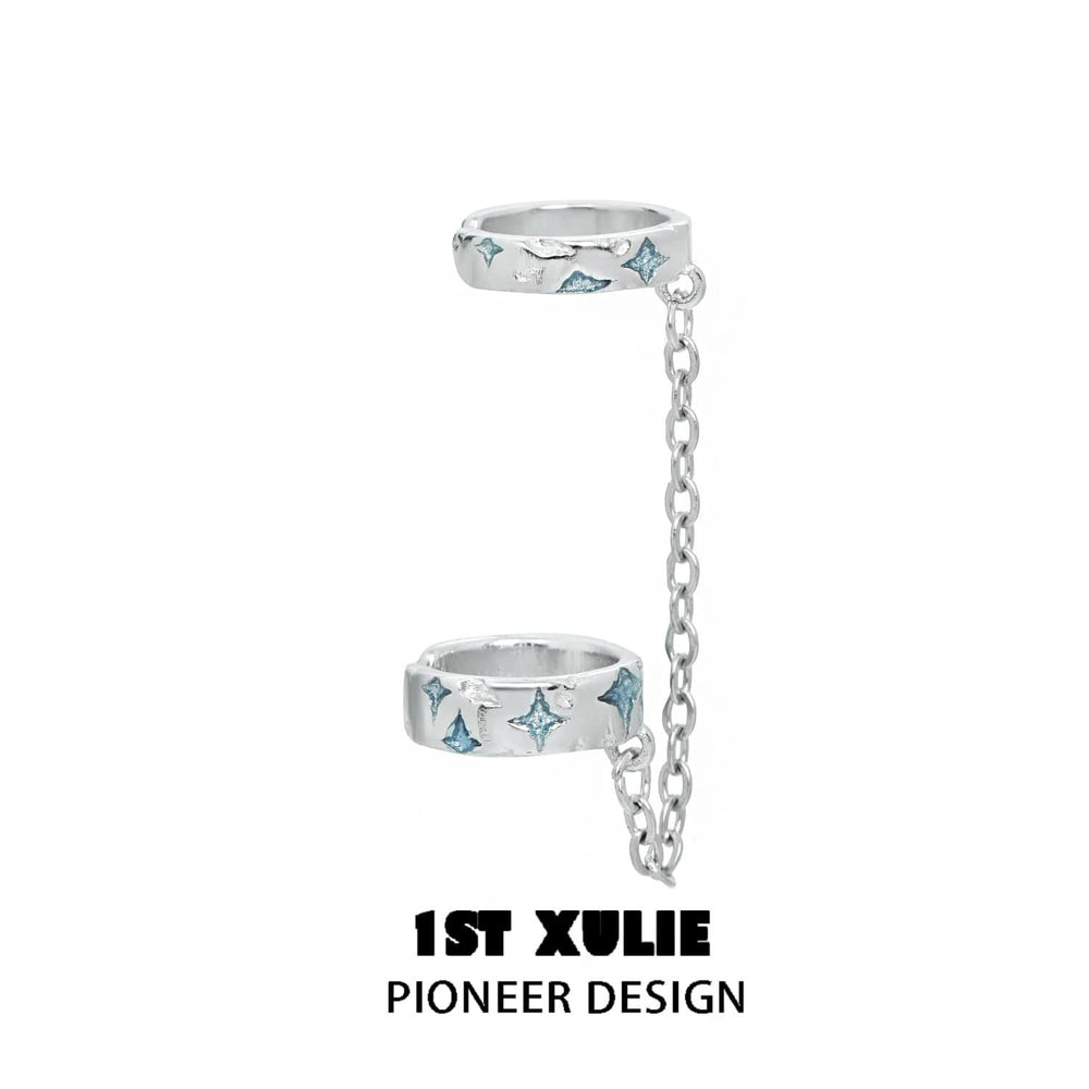 1ST XULIE "Starry Night" Platinum Plated Starry Night Chain Ear Clip - On Model