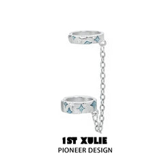 1ST XULIE "Starry Night" Platinum Plated Starry Night Chain Ear Clip - On Model