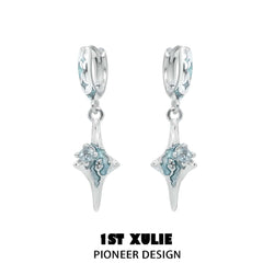 1ST XULIE "Starry Night" Moon & Star Dangle Earrings in 925 Sterling Silver - Product View