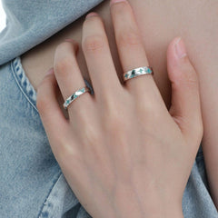 1ST XULIE "Starry Night" Celestial Sun and Moon Adjustable Open Ring in 925 Sterling Silver - Side View