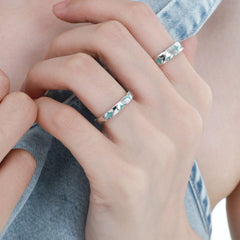 1ST XULIE "Starry Night" Celestial Sun and Moon Adjustable Open Ring in 925 Sterling Silver - Detail Shot