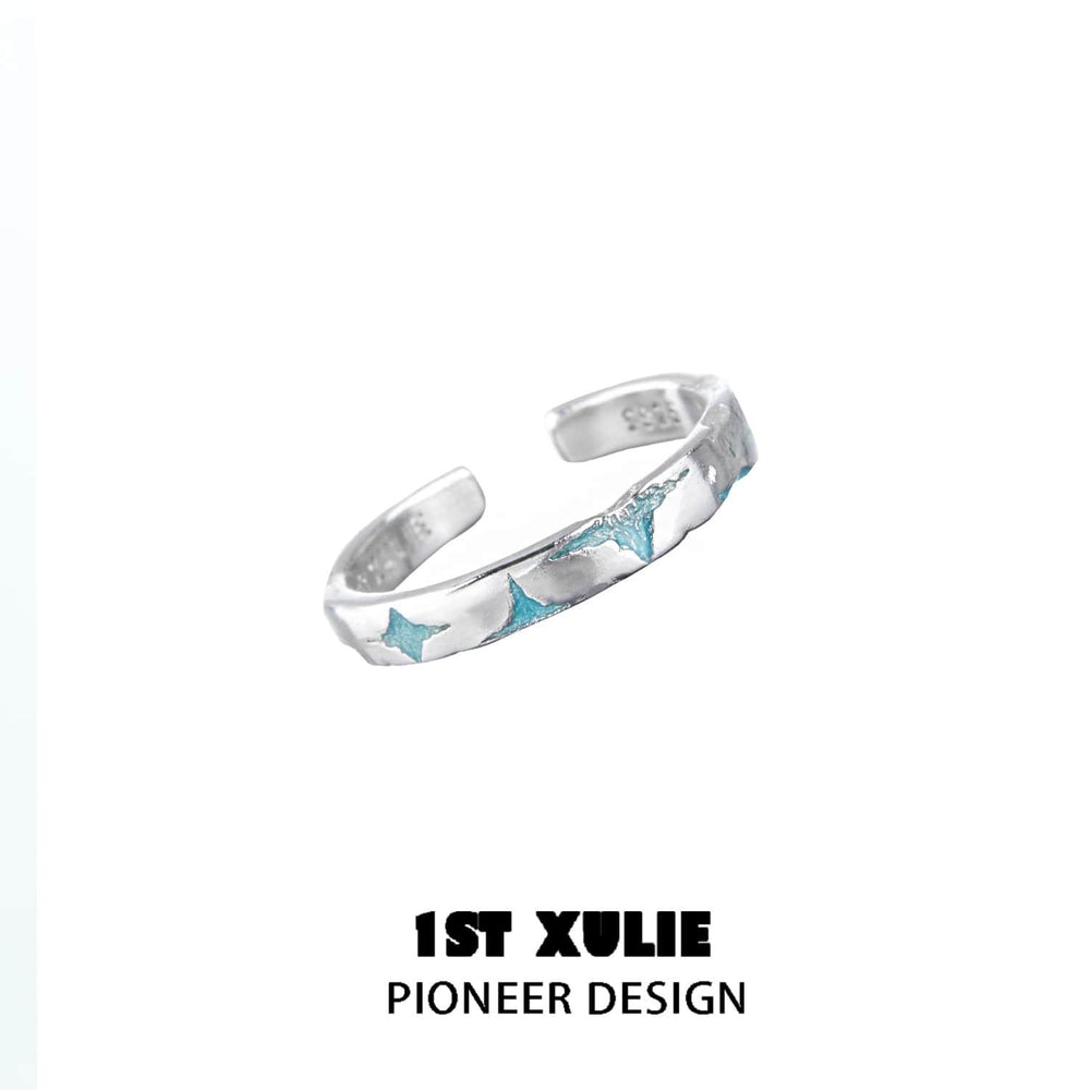 1ST XULIE "Starry Night" Celestial Sun and Moon Adjustable Open Ring in 925 Sterling Silver - Lifestyle Shot