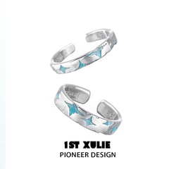 1ST XULIE "Starry Night" Celestial Sun and Moon Adjustable Open Ring in 925 Sterling Silver - Product View