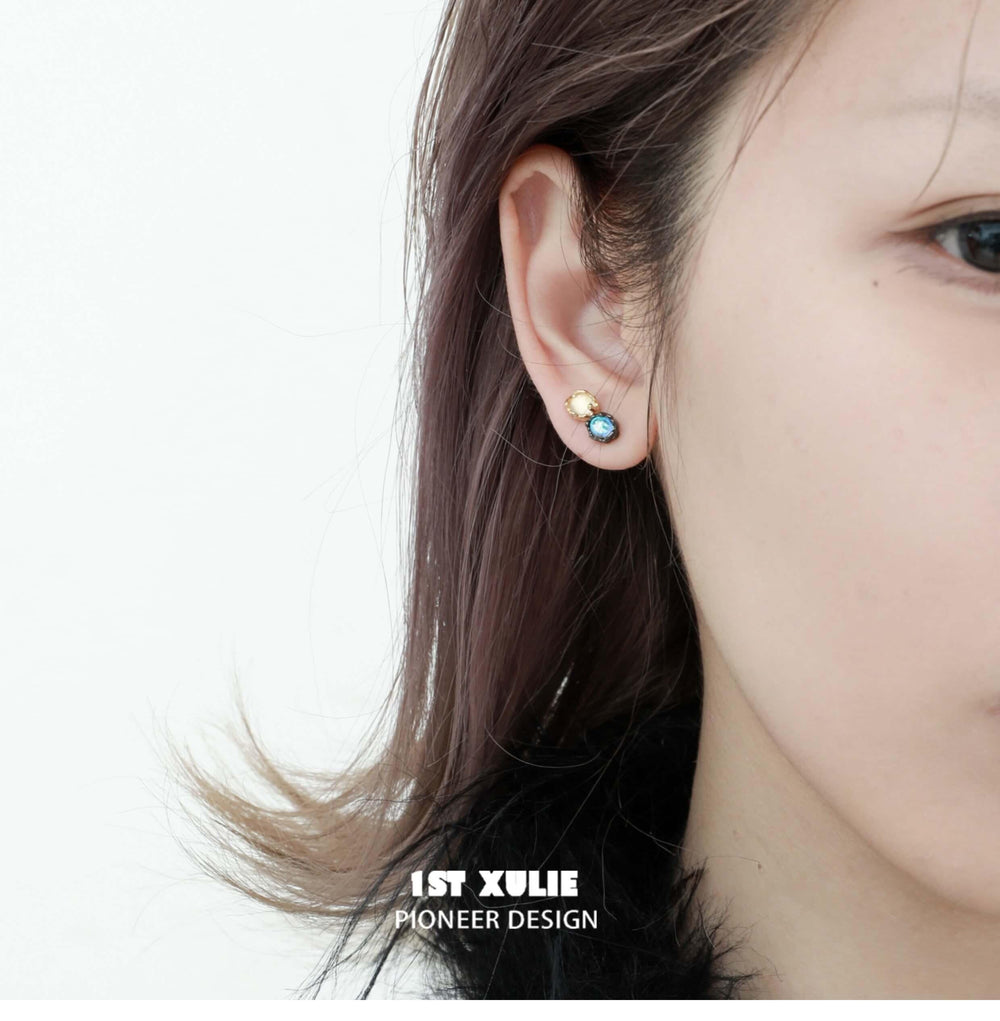 1ST XULIE "Lucifer" Statement Angel Wing Cherub Stud Earrings in Platinum Plated - Lifestyle Shot