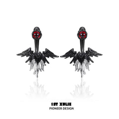 1ST XULIE "Lucifer" Statement Angel Wing Cherub Stud Earrings in Platinum Plated - Packaging View