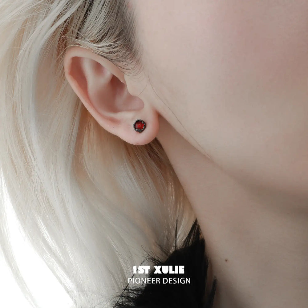 1ST XULIE "Lucifer" Statement Angel Wing Cherub Stud Earrings in Platinum Plated - Texture Detail Shot