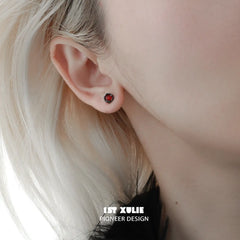 1ST XULIE "Lucifer" Statement Angel Wing Cherub Stud Earrings in Platinum Plated - Texture Detail Shot