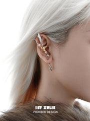 1ST XULIE Jewelry "Lucifer" Statement Angel Wing Dangle Earrings in Platinum Plated Brass - Back View