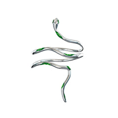 1ST XULIE "Slytherin House" Platinum Plated Statement Coiled Snake Arm Cuff - On Model