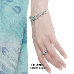 1ST XULIE "THE SEA" Statement Convertible Chain Ring & Bracelet Set in 925 Sterling Silver - Product View