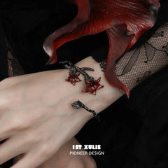 1ST XULIE "Bloody Datura" Statement Datura Flower Cuff Bracelet in Platinum Plated - Product View