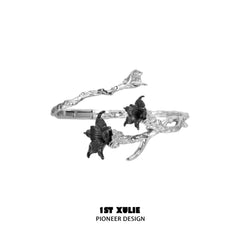 1ST XULIE "Bloody Datura" Statement Datura Flower Cuff Bracelet in Platinum Plated - On Model