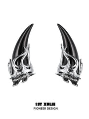 1ST XULIE "DEMON CUTIES" Statement Devil Horn Hair Clips in Plated Brass - Angle 1