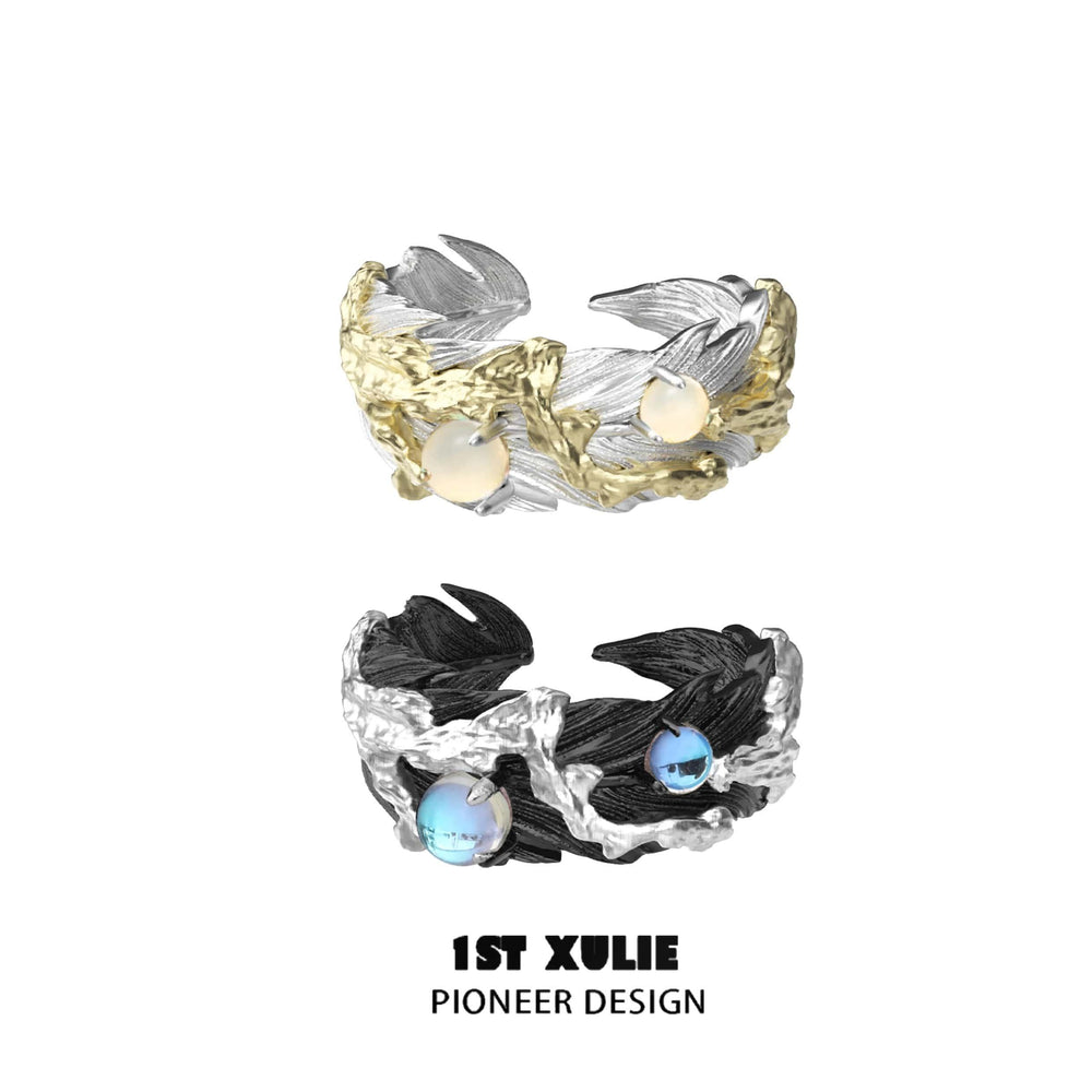 1ST XULIE "Lucifer" Statement Feather Wrap Ring in 925 Sterling Silver - Product View
