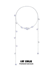 1ST XULIE Jewelry "ATLANTIS" Statement Fish Scale Lariat Necklace in Platinum Plated - Angle View
