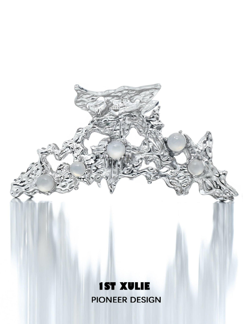 1ST XULIE "Day Dream" Statement Natural White Agate Hair Claw in 24K Gold & Platinum - Lifestyle Shot