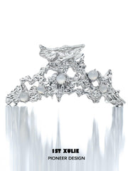 1ST XULIE "Day Dream" Statement Natural White Agate Hair Claw in 24K Gold & Platinum - Lifestyle Shot