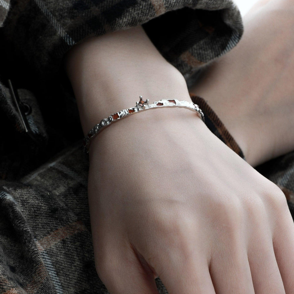 1ST XULIE "Autumn" Statement Pave Zirconia Cuff Bangle in 925 Sterling Silver - Angle View