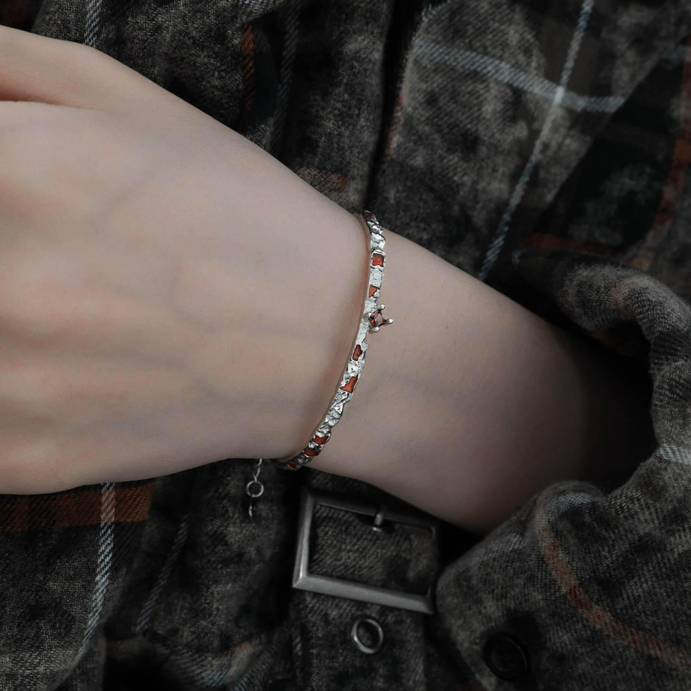 1ST XULIE "Autumn" Statement Pave Zirconia Cuff Bangle in 925 Sterling Silver - Lifestyle Shot