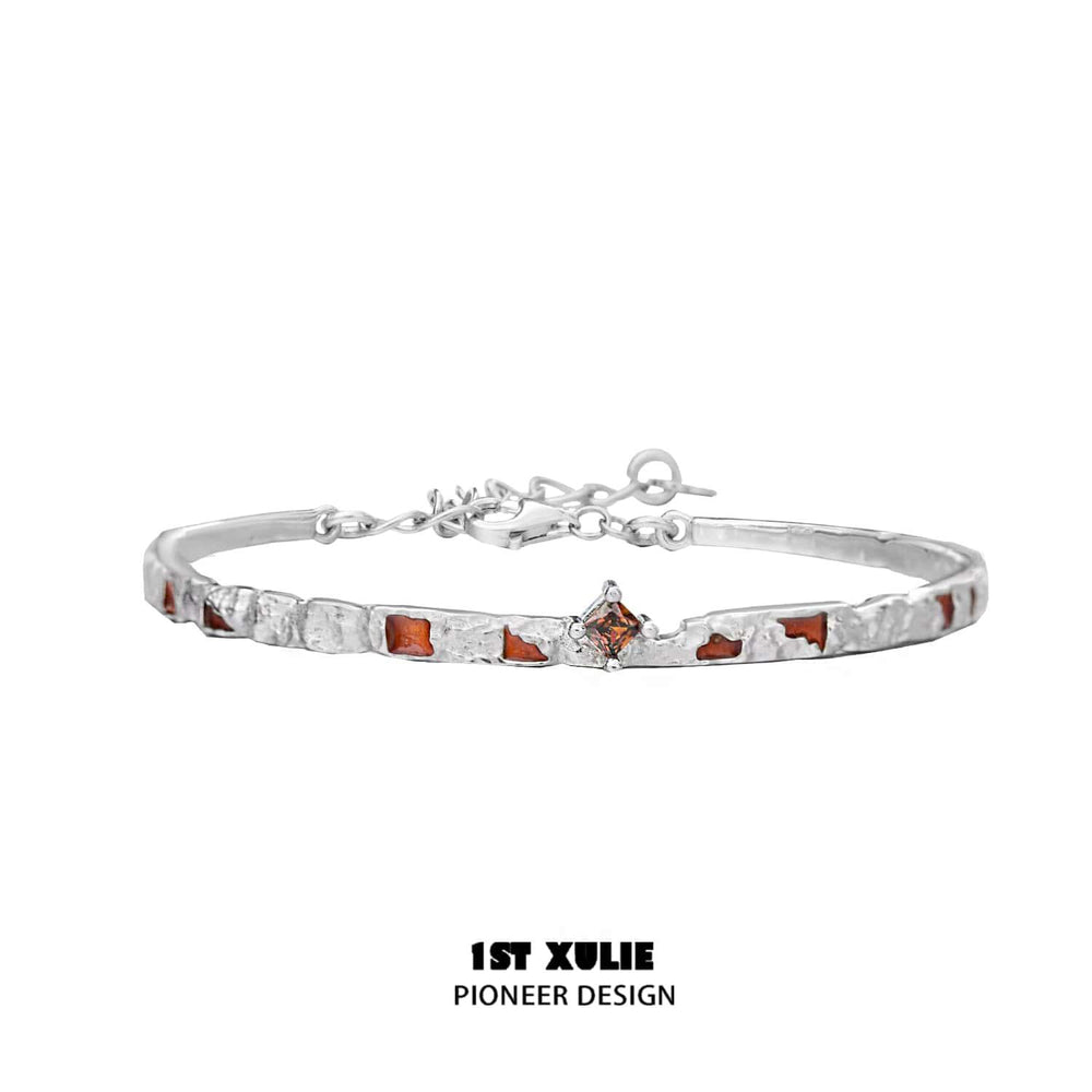 1ST XULIE "Autumn" Statement Pave Zirconia Cuff Bangle in 925 Sterling Silver - On Model Close-up