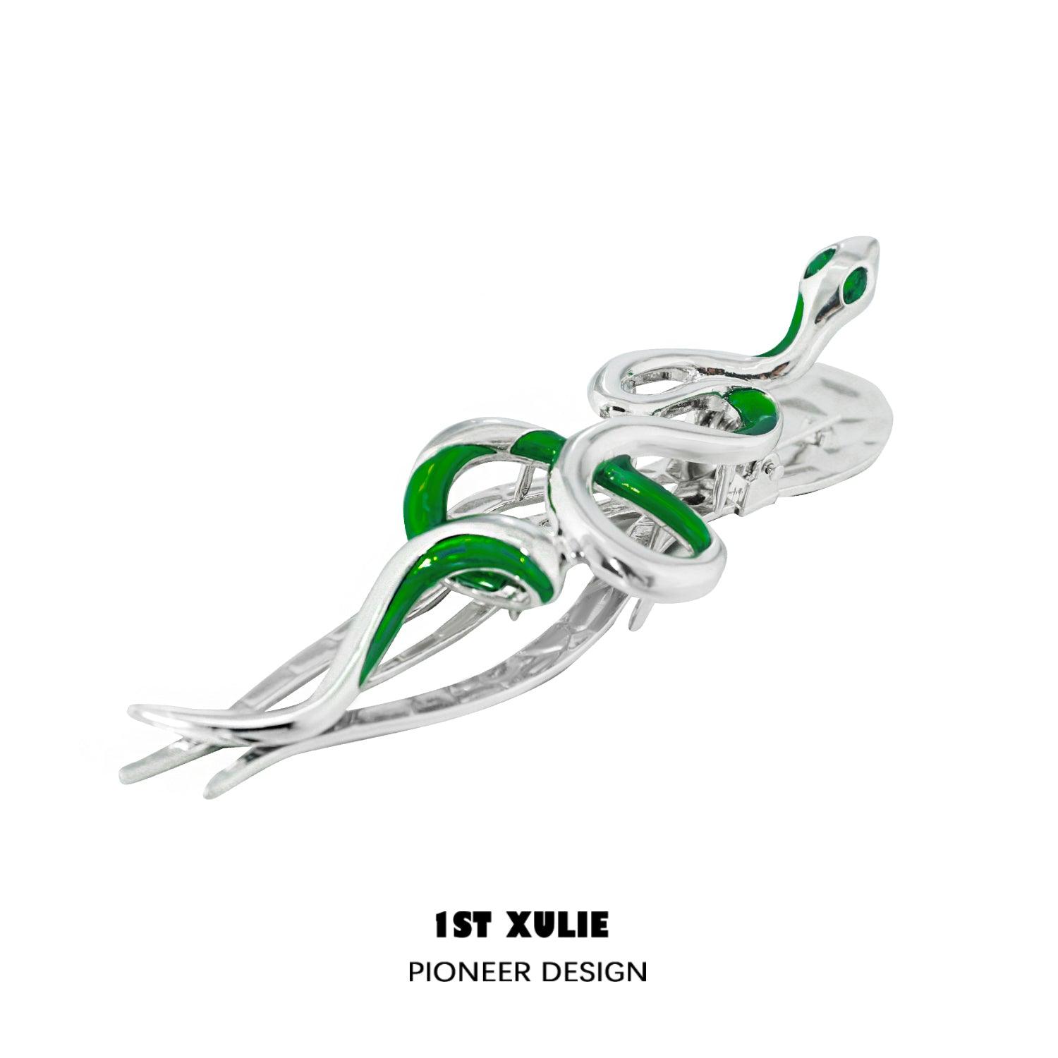 1ST XULIE "Sappho's Serpent" Platinum Plated Statement Serpent Spirit Hairpin - Lifestyle Shot 1ST XULIE "Sappho's Serpent" Platinum Plated Statement Serpent Spirit Hairpin - Lifestyle Shot