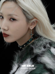 1ST XULIE "Snake Bite" Statement Snake Dangle Earrings in Platinum Plated Brass - Side View