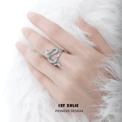 1ST XULIE "Frozen Serpent" Statement Spiral Snake Ring in 925 Sterling Silver - Side View