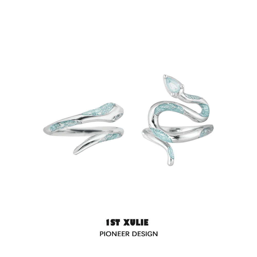 1ST XULIE "Frozen Serpent" Statement Spiral Snake Ring in 925 Sterling Silver - Product View