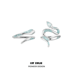 1ST XULIE "Frozen Serpent" Statement Spiral Snake Ring in 925 Sterling Silver - Product View