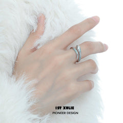 1ST XULIE "Frozen Serpent" Statement Spiral Snake Ring in 925 Sterling Silver - On Model Detail Shot