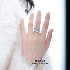 1ST XULIE "Frozen Serpent" Statement Spiral Snake Ring in 925 Sterling Silver - Style Comparison