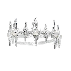 1ST XULIE "Day Dream" Statement White Agate Upper Arm Cuff in Platinum Plated - Product View