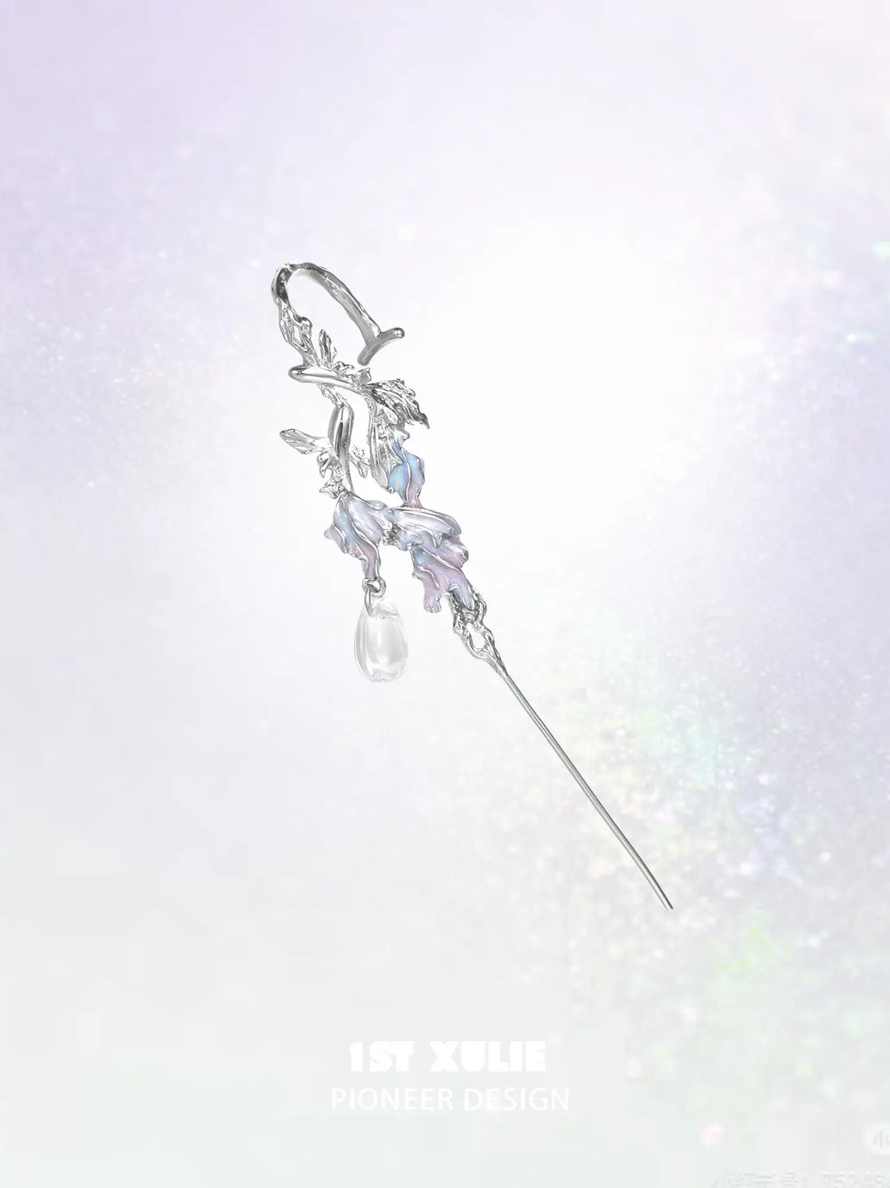 1ST XULIE Jewelry "THE SEA" Swimming Fish Needle Piercing Statement Earrings in Platinum Plated - Angle View