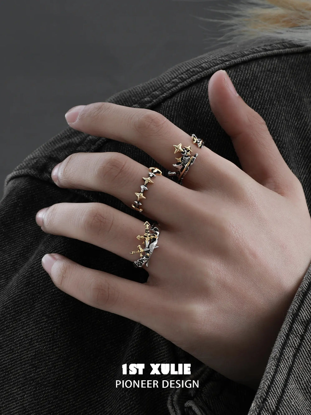 1ST XULIE Jewelry "Knight's Oath" Sword Ring in 925 Sterling Silver - Side View