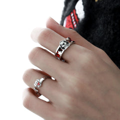 1ST XULIE "MERRY CHRISTMAS 2024" Tartan Puppy Christmas Ring in 925 Sterling Silver - On Model View