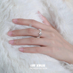 1ST XULIE "Rose Believer" Gothic Thorned Rose Adjustable Statement Ring in 925 Sterling Silver - Lifestyle Shot