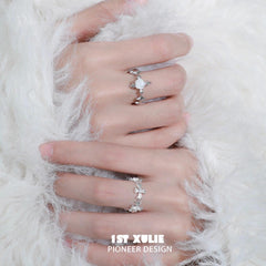 1ST XULIE "Rose Believer" Gothic Thorned Rose Adjustable Statement Ring in 925 Sterling Silver - Side View