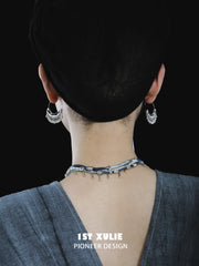 1ST XULIE Jewelry "MIAO" Tie-Dye Braided Moon River Choker Necklace in Tie-Dye Cotton - Texture