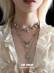 1ST XULIE Jewelry "Bastet" Tiger's Eye & Pearl Layered Pendant Necklaces in 18K Gold Plated - Product View