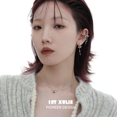 1ST XULIE "Barren Planet" Tiger's Eye Planet Statement Pendant Necklace in 925 Sterling Silver - Detail Shot