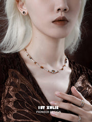 1ST XULIE "Desert Sunset" Tiger's Eye Stone Necklace in 925 Sterling Silver - Product View