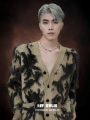 1ST XULIE "Desert Sunset" Tiger's Eye Stone Necklace in 925 Sterling Silver - On Model Close-up