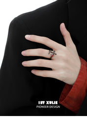 1ST XULIE "Forbidden Love" Twisted Sword Ring in 925 Sterling Silver - Angled View