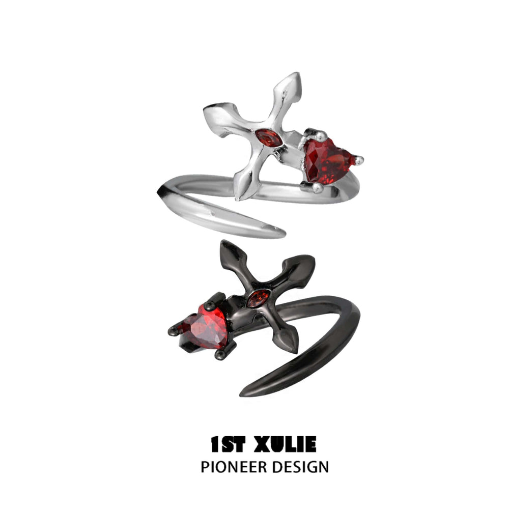 1ST XULIE "Forbidden Love" Twisted Sword Ring in 925 Sterling Silver - Product View