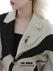 1ST XULIE Jewelry "Soaring Cranes" Two-Piece Crane Feather Brooch in Platinum Plated - Detail Shot