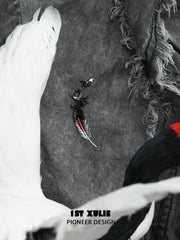 1ST XULIE Jewelry "Soaring Cranes" Two-Piece Crane Feather Brooch in Platinum Plated - Product View