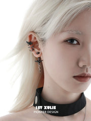 1ST XULIE Jewelry "FALLEN ANGEL" Vintage Angel Wing Ear Cuffs in Antique Silver Plated - On Model