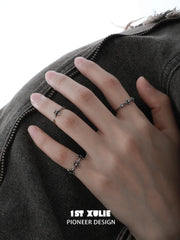 1ST XULIE Jewelry "Irises" Vintage Fleur-de-Lis Cross Pinky Ring in 925 Sterling Silver - Side View